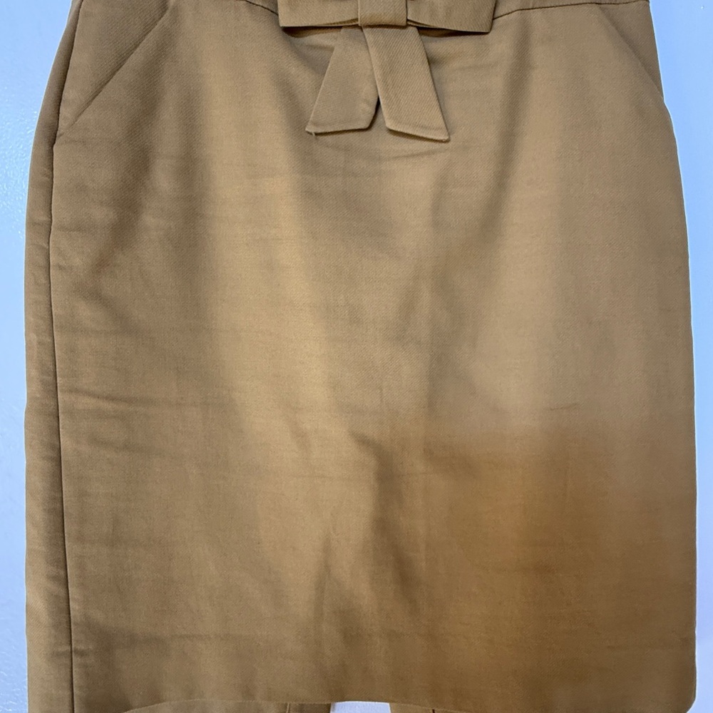 JCrew khaki green/tan Skirt with Bow Detail